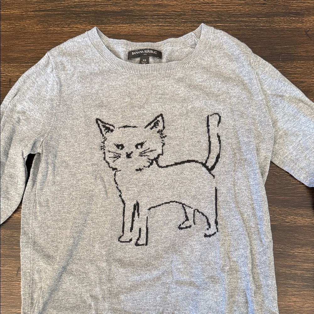 Banana Republic Gray Cat Sweater XS